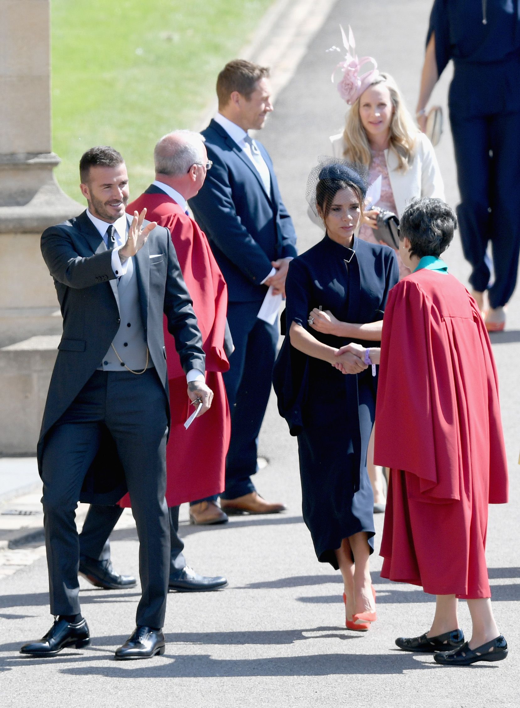 David and Victoria Beckham Arrived at Royal Wedding - Victoria Beckham  Meghan Marke-Prince Harry Wedding Dress