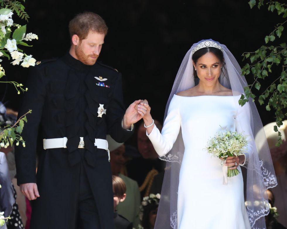 windsor, united kingdom may 19 prince harry, duke of sussex and the duchess of sussex leave st georges chapel, windsor castle after their wedding ceremony on may 19, 2018 in windsor, england photo by jane barlow wpa poolgetty images