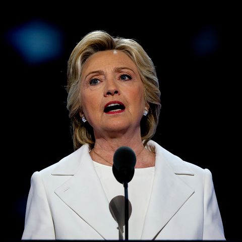 american politician and former us secretary of state hillary rodham clinton speaks during the democratic national convention dnc in the wells fargo arena, philadelphia, pennsylvania, july 28, 2016 photo by mark reinsteincorbis via getty images