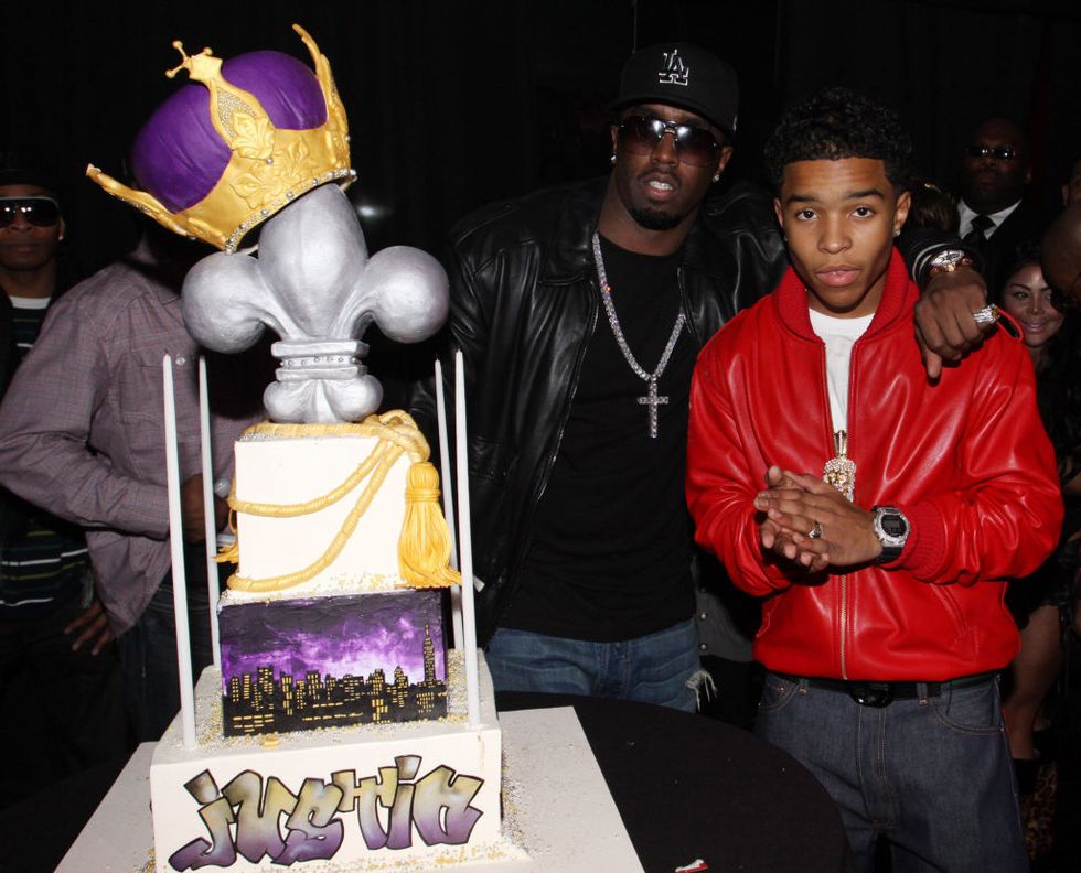new york   january 23  l r sean diddy combs and justin dior combs attend justin dior combs 16th birthday party at m2 ultra lounge on january 23, 2010 in new york city  photo by johnny nunezwireimage