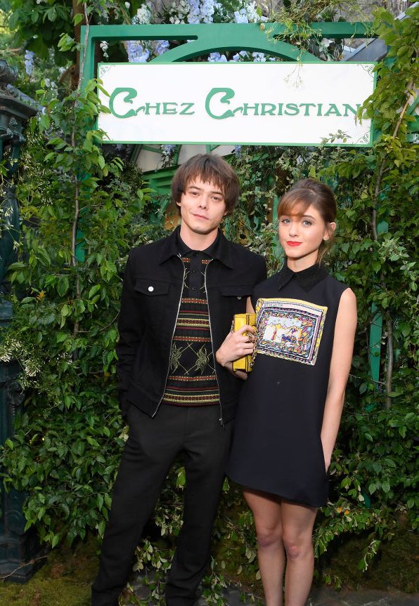 paris, france   may 24  charlie heaton and natalia dyer attend the welcome dinner of the christian dior couture ss 2019 cruise collection on may 24, 2018 in paris, france  photo by victor boykogetty images for christian dior