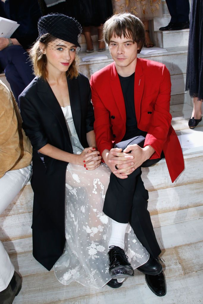 chantilly, france   may 25  natalia dyer and charlie heaton attend the christian dior couture ss19 cruise collection on may 25, 2018 in chantilly, france  photo by bertrand rindoff petroffgetty images for dior