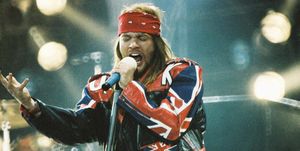 london, united kingdom   april 20 axl rose of guns n roses performs on stage on the freddie mercury tribute concert at wembley stadium on april 20th, 1992 in london, united kingdom photo by pete stillredferns
