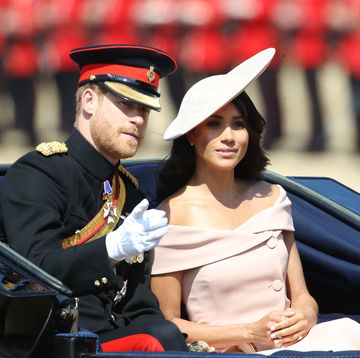 london, england june 09 harry duke of sussex and meghan duchess of sussex atend trooping the colour 2018 at various locations on june 9, 2018 in london, england photo by mike marslandmike marslandwireimage