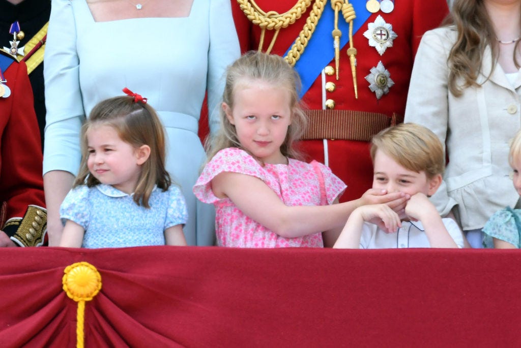 Prince George Gets Shushed by Cousin Savannah Phillips at Trooping of ...