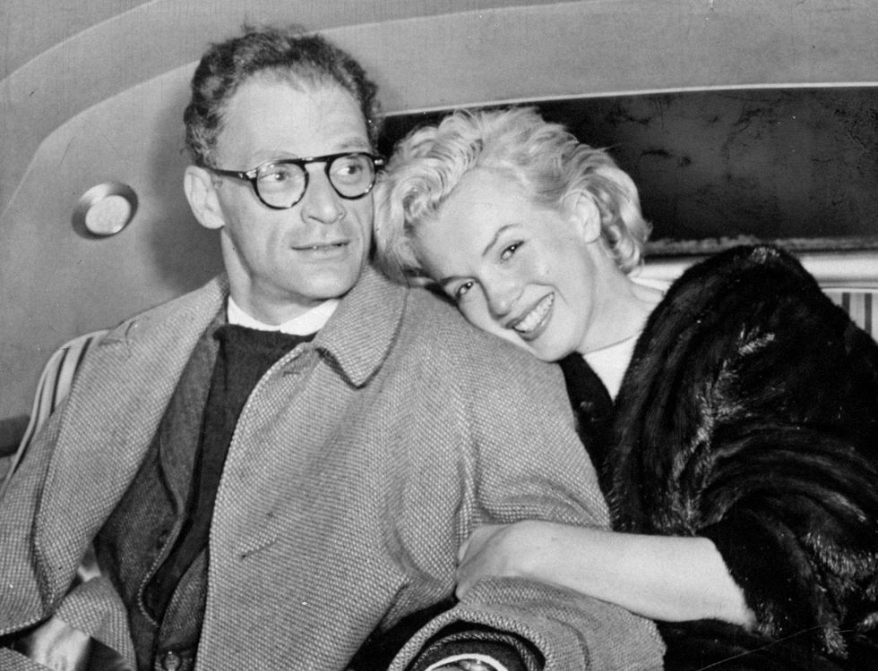 united states   january 07  marilyn monroe and husband arthur miller in car at idlewild airport after arriving from kingston, jamaica  photo by jack clarityny daily news archive via getty images