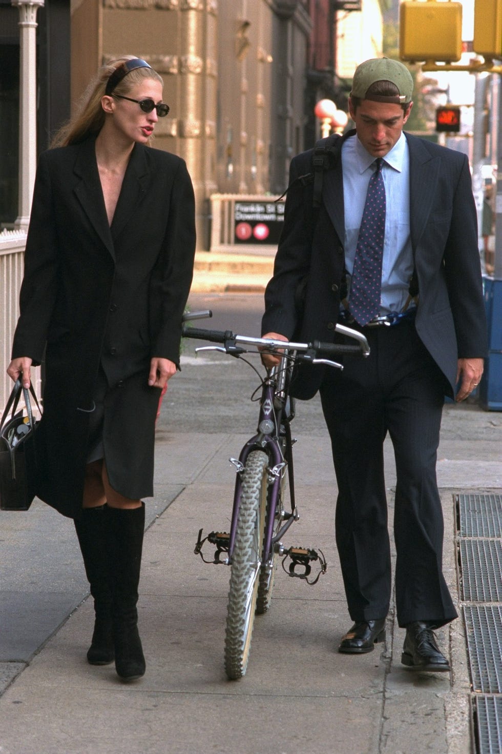 united states october 23 newlyweds carolyn bessette kennedy and john f kennedy jr walk along varick street in manhattan photo by jon nasony daily news archive via getty images