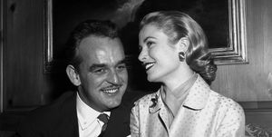 prince rainier iii of monaco and grace kelly, 26, pose for photographers at the kelly home in philadelphia after announcing their engagement yesterday photo by frank hurleyny daily news archive via getty images