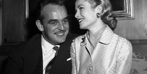 prince rainier iii of monaco and grace kelly, 26, pose for photographers at the kelly home in philadelphia after announcing their engagement yesterday photo by frank hurleyny daily news archive via getty images