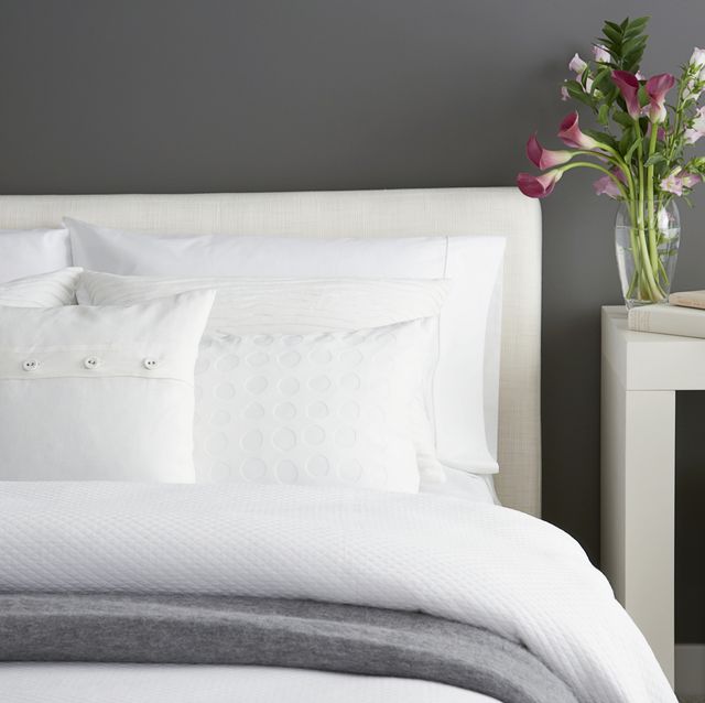 White, Bedding, Furniture, Bed sheet, Bed, Room, Bedroom, Pillow, Bed frame, Textile, 