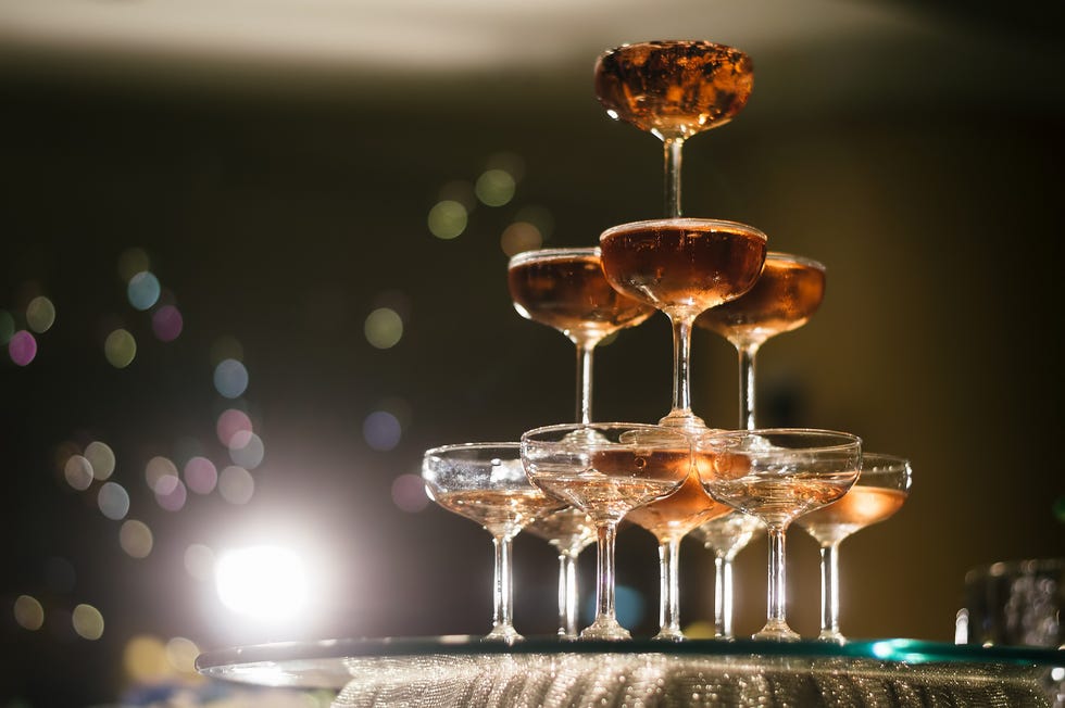 small tower of champagne glasses i
