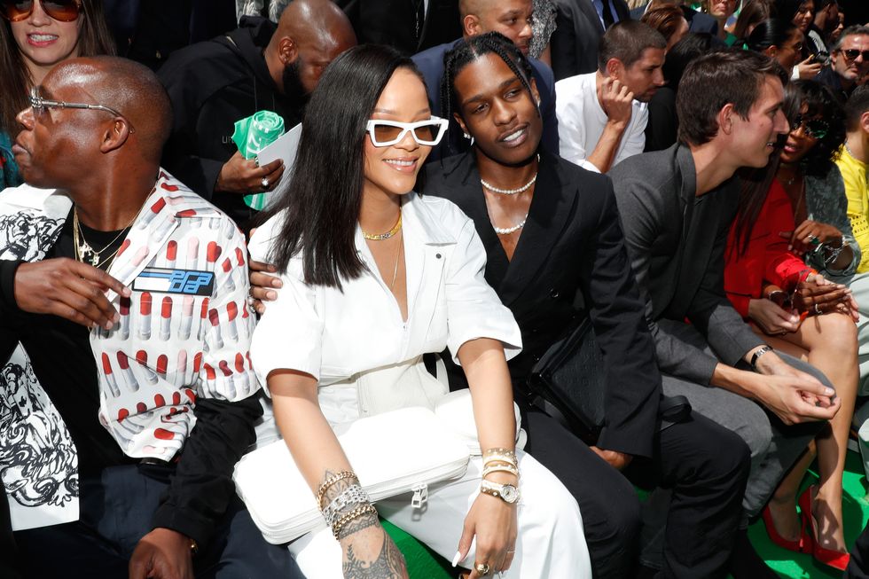 paris, france   june 21  singer rihanna and rapper asap rocky attend the louis vuitton menswear springsummer 2019 show as part of paris fashion week on june 21, 2018 in paris, france  photo by bertrand rindoff petroffgetty images