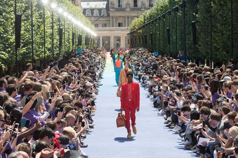 paris, france   june 21 a model walks the runway during the louis vuitton menswear springsummer 2019 show as part of paris fashion week on june 21, 2018 in paris, france photo by victor boykogetty images