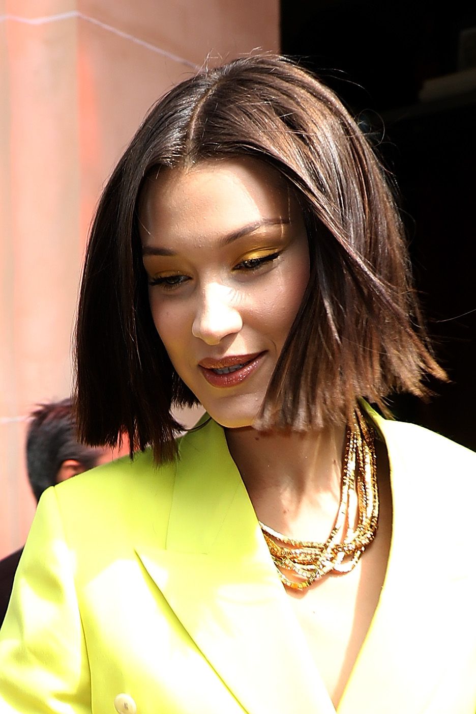 Is Bella making a political statement? Hadid wears a hi vis yellow