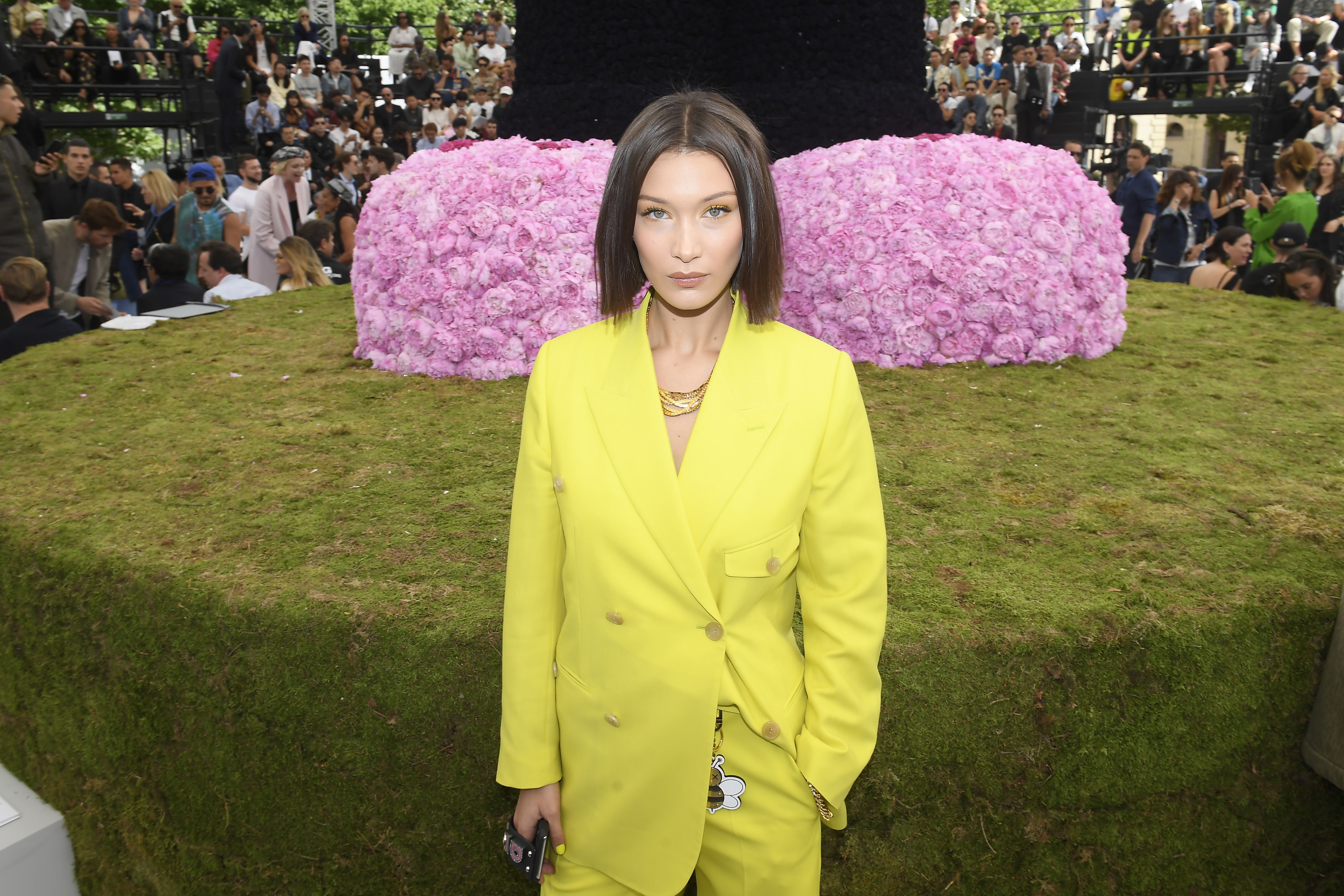 Is Bella making a political statement? Hadid wears a hi vis yellow