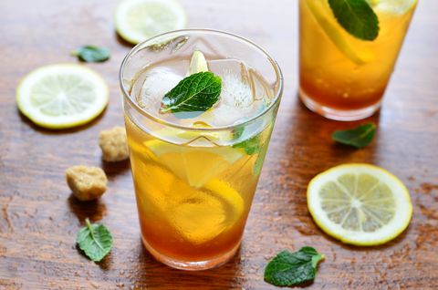 lemon iced tea with mint, frech cold drink
