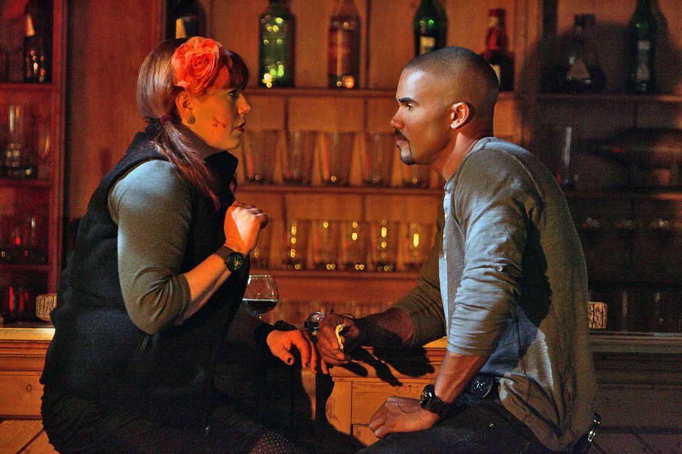 los angeles april 4 exit wounds garcia kirsten vangsness, left talks with morgan shemar moore, right about her role on the bau team when she travels with them to alaska for a case and sees more than she bargained for, on criminal minds, wednesday, may 12 900 1000 pm, etpt on the cbs television network photo by monty brintoncbs via getty images