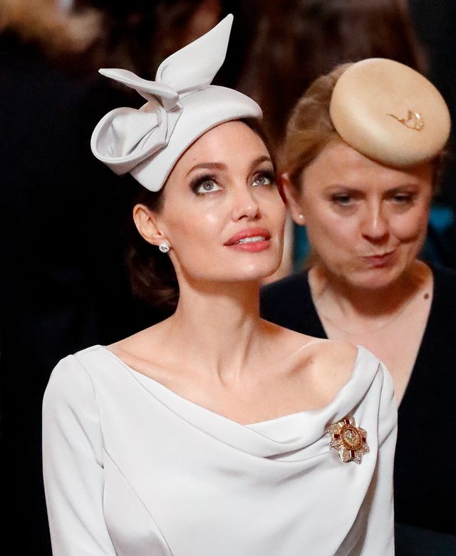 Angelina Jolie fascinator June 2018