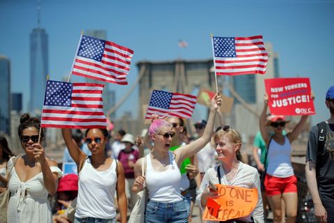 People, Flag of the united states, Protest, Event, Flag, Public event, Flag Day (USA), Crowd, Social work, Independence day, 