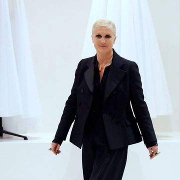 italian fashion designer maria grazia chiuri for christian dior acknowledges the audience at the end of the 2018 2019 fallwinter haute couture collection fashion show by christian dior in paris, on july 2, 2018 photo by francois guillot  afp        photo credit should read francois guillotafp via getty images