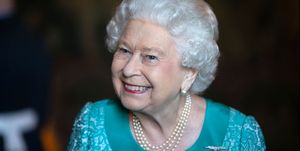 edinburgh, scotland   july 03 queen elizabeth ii attends a reception for 603 city of edinburgh squadron, royal auxiliary air force, who have been honoured with the freedom of the city of edinburgh, at the palace of holyroodhouse on july 3, 2018 in edinburgh, united kingdom photo by jane barlow   poolgetty images
