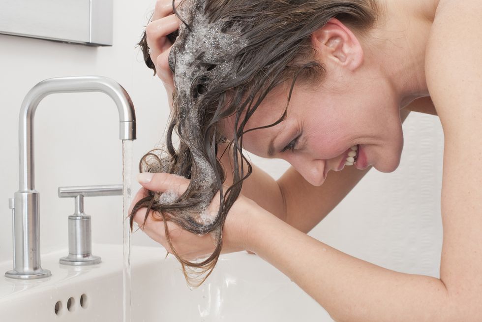 Woman washing hair