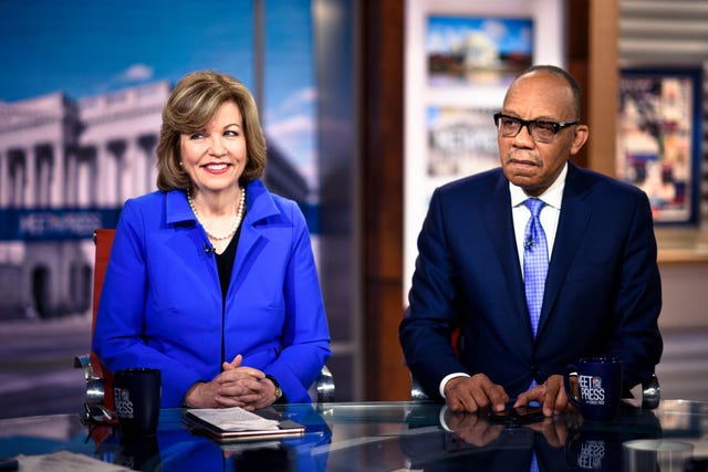 meet the press    pictured l r  susan page, washington bureau chief, usa today, and eugene robinson, columnist, the washington post, appear on meet the press in washington, dc, sunday, july 8, 2018 photo by william b plowmannbcnbc newswirenbcuniversal via getty images