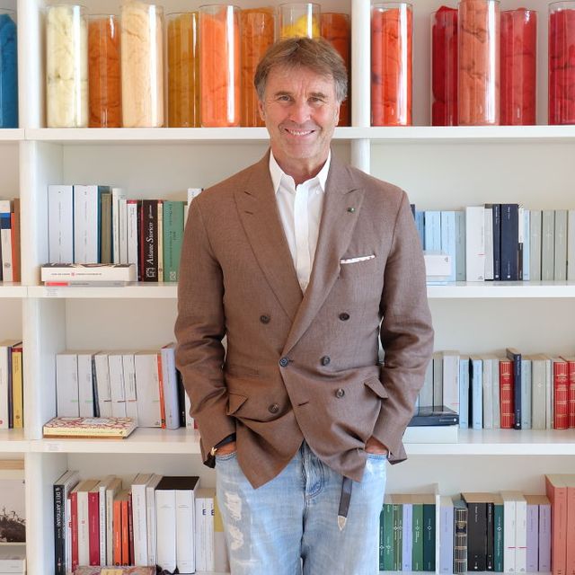 Brunello Cucinelli fashion designer and producer of cashmere clothing  portraited in his office in Solomeo factory, Province of Perugia, Italy  Credi Stock Photo - Alamy