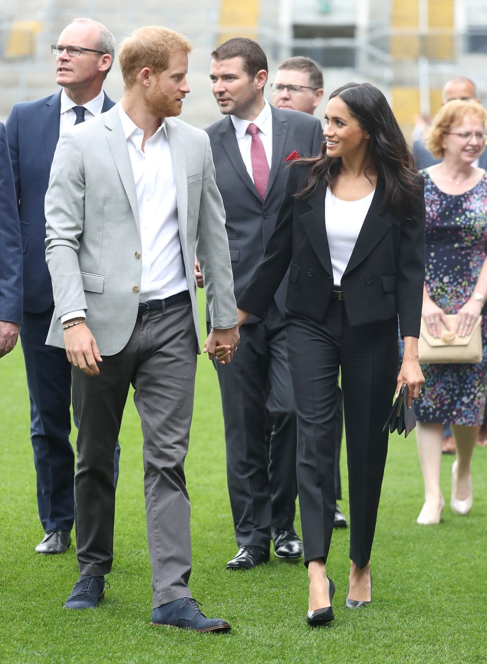 Meghan Markle Wears Sleek Black Givenchy Pantsuit Duchess Of Sussex In Black And White Suit 6795