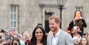dublin, ireland   july 11 prince harry, duke of sussex and meghan, duchess of sussex visit trinity college on the second day of their official two day royal visit to ireland on july 11, 2018 in dublin, ireland it is the royal couples first foreign trip together since they were married earlier this year  photo by gareth fuller poolgetty images