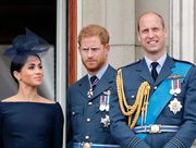 london, united kingdom   july 10 embargoed for publication in uk newspapers until 24 hours after create date and time meghan, duchess of sussex, prince harry, duke of sussex, prince william, duke of cambridge and catherine, duchess of cambridge watch a flypast to mark the centenary of the royal air force from the balcony of buckingham palace on july 10, 2018 in london, england the 100th birthday of the raf, which was founded on on 1 april 1918, was marked with a centenary parade with the presentation of a new queen's colour and flypast of 100 aircraft over buckingham palace photo by max mumbyindigogetty images