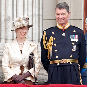 london, united kingdom july 10 embargoed for publication in uk newspapers until 24 hours after create date and time princess anne, princess royal and vice admiral sir tim laurence watch a flypast to mark the centenary of the royal air force from the balcony of buckingham palace on july 10, 2018 in london, england the 100th birthday of the raf, which was founded on on 1 april 1918, was marked with a centenary parade with the presentation of a new queens colour and flypast of 100 aircraft over buckingham palace photo by max mumbyindigogetty images