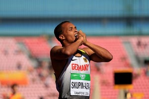 tampere, finland july 14 milo skupin alfa of germany reacts following the final of the mens 4x100m hurdles on day five of the iaaf world u20 championships on july 10, 2018 in tampere, finland photo by ben hoskinsgetty images for iaaf