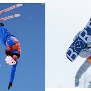 Skier, Freestyle skiing, Slopestyle, Winter sport, Snowboarding, Extreme sport, Recreation, Sports, Flip (acrobatic), Snowboard, 
