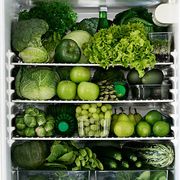 fridge full of green vegetables and fruits