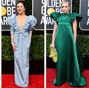 Clothing, Red carpet, Yellow, Carpet, Dress, Green, Fashion, Flooring, Gown, Premiere, 