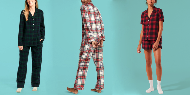 Women's Plus Shimmer Checked Flannel Pyjama Set