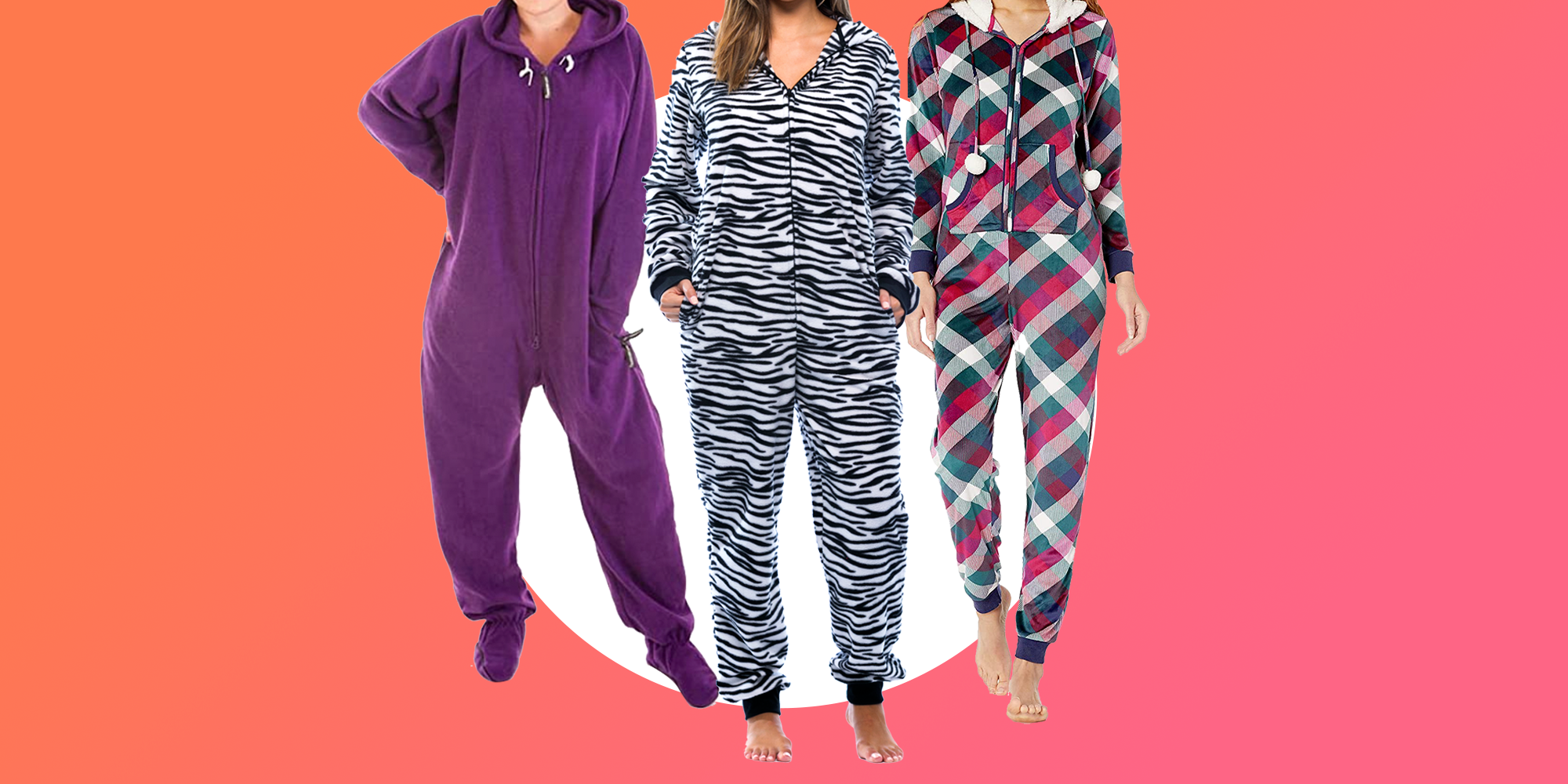 Fleece Onesies For Women - Hoodie Footie Pajamas Adult, Zip Front