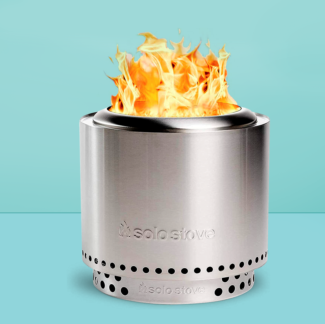 solo stove on blue background
