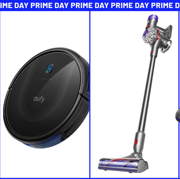 amazon prime day vacuum deals 2025 collection of vacuum cleaners including an upright a robot a stick and a handheld model promoting a sale