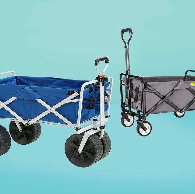 Gorilla Carts 7 Cubic Feet Foldable Utility Beach Wagon w/ Oversized Bed, Blue
