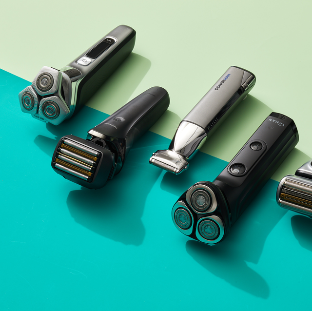 a group of black and silver mens shavers