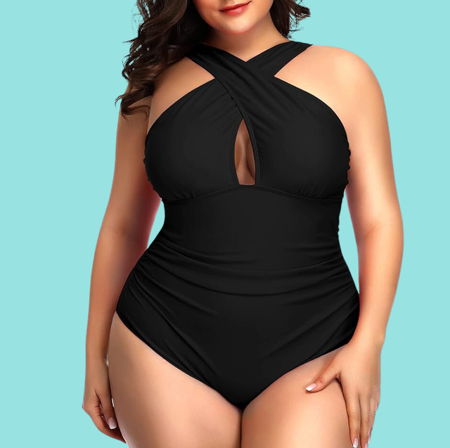 Simply Be magic sculpt plunge swimsuit in black