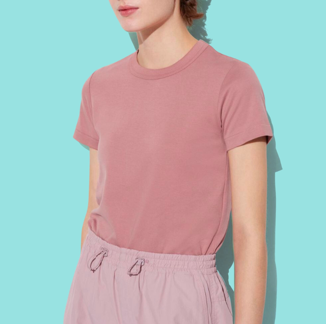 Candy Pink Basic Cotton Fitted Crew Neck T Shirt