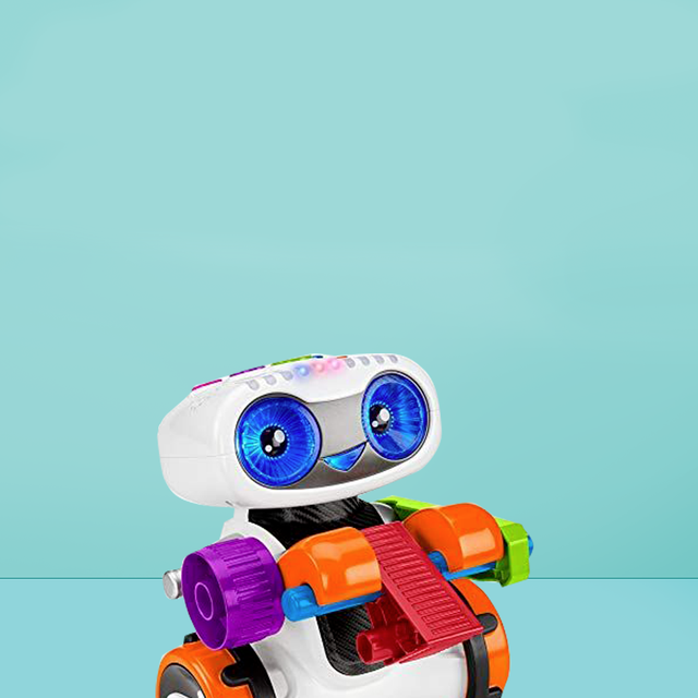 robot toy on blue background