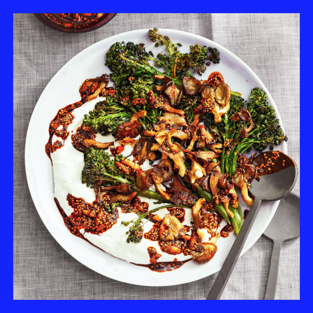 roasted broccolini and mushrooms with salsa macha