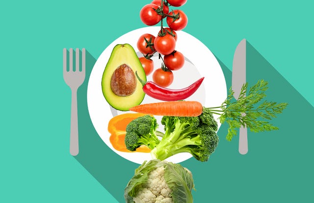 fruits and vegetables on a plate