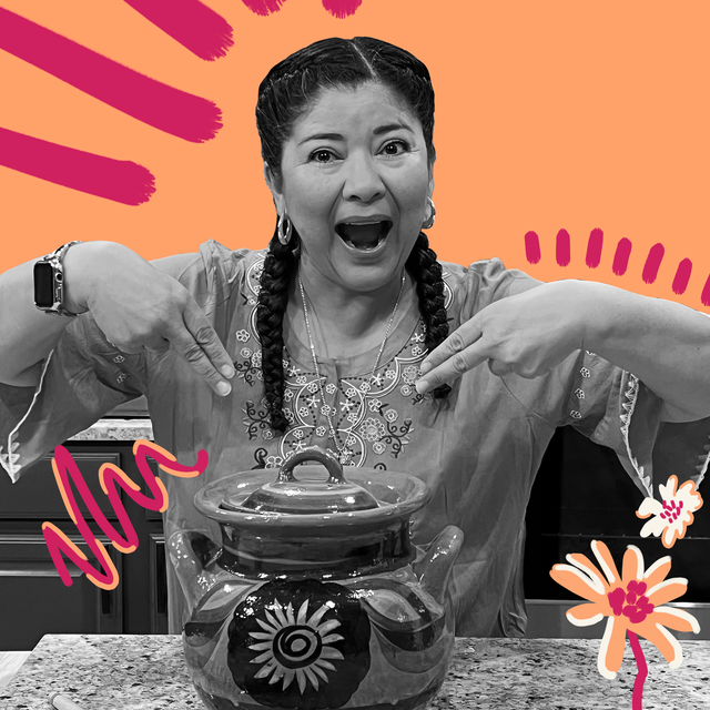 ana m regalado smiles while cooking in her kitchen