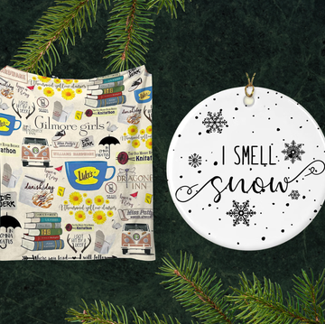 decorative items including a gift a holiday ornament and a design featuring references to a tv series decorative items including a gift a holiday ornament and a design featuring references to a tv series