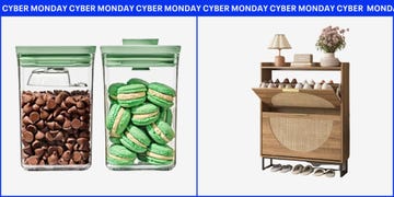 cyber monday home organizers deals snack containers on the left and shoe rack on the right